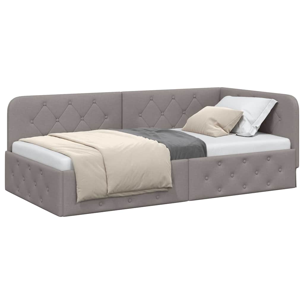 vidaXL Κρεβάτι Γωνίας με κεφαλάρι Taupe 90 x 190 cm ύφασμα