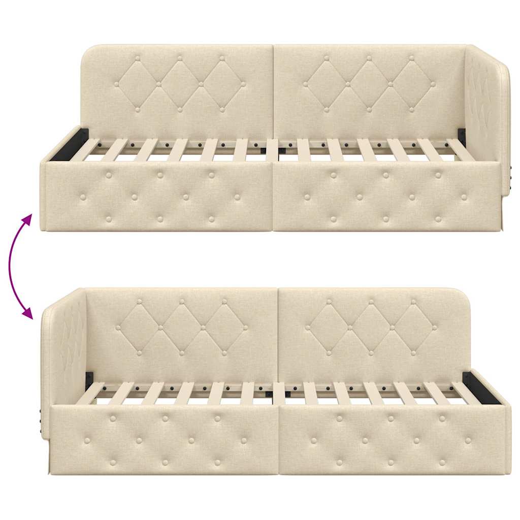 vidaXL Κρεβάτι Γωνίας Κρεμ 90 x 190 cm ύφασμα