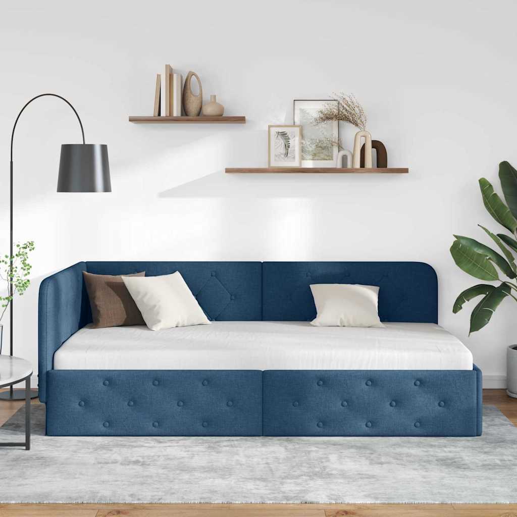 vidaXL Κρεβάτι Γωνίας Μπλε 90 x 190 cm ύφασμα