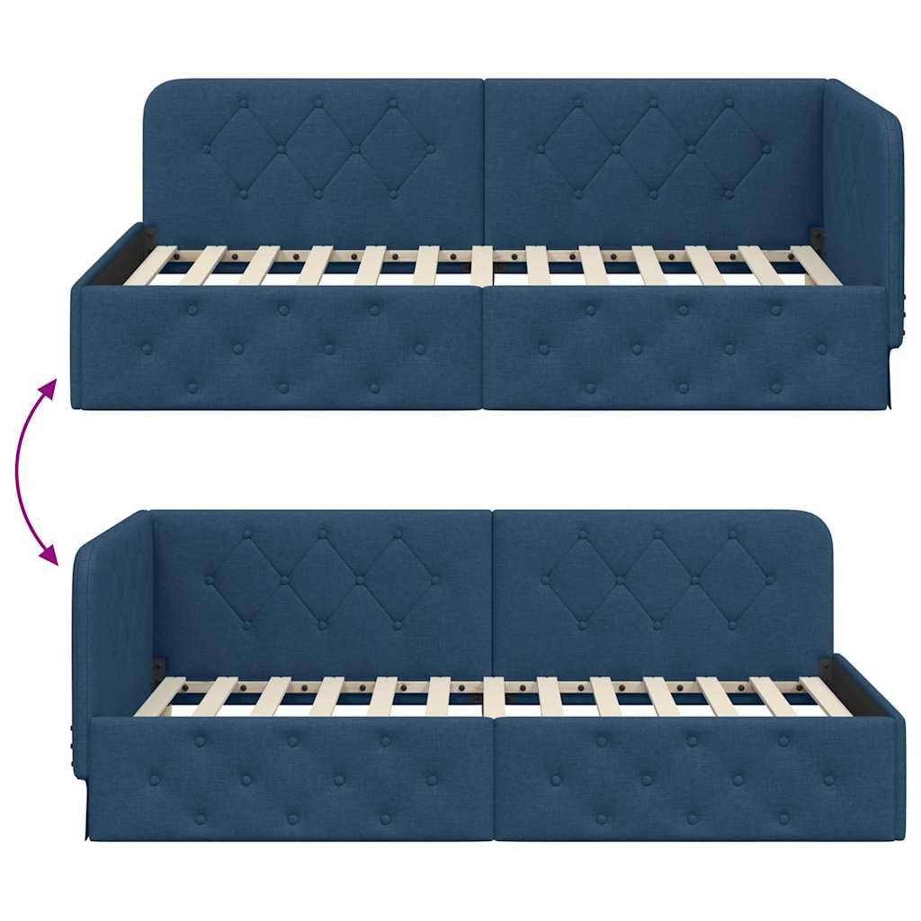 vidaXL Κρεβάτι Γωνίας Μπλε 90 x 190 cm ύφασμα