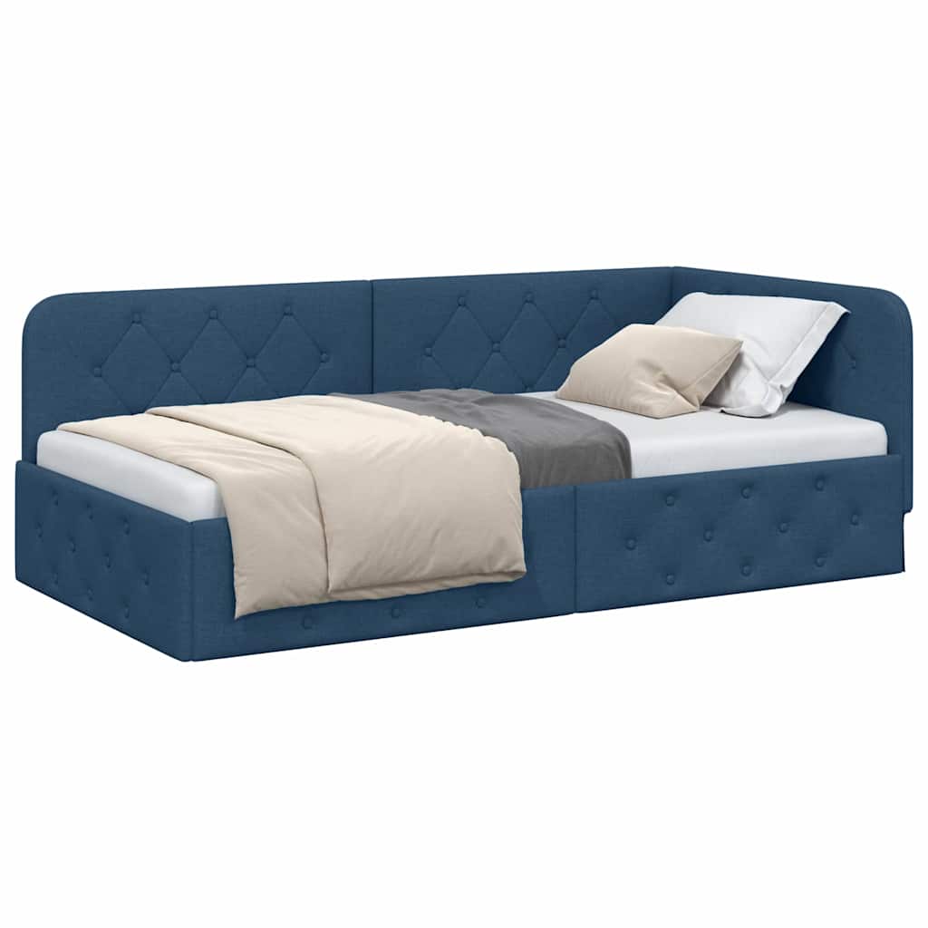 vidaXL Κρεβάτι Γωνίας Μπλε 90 x 190 cm ύφασμα