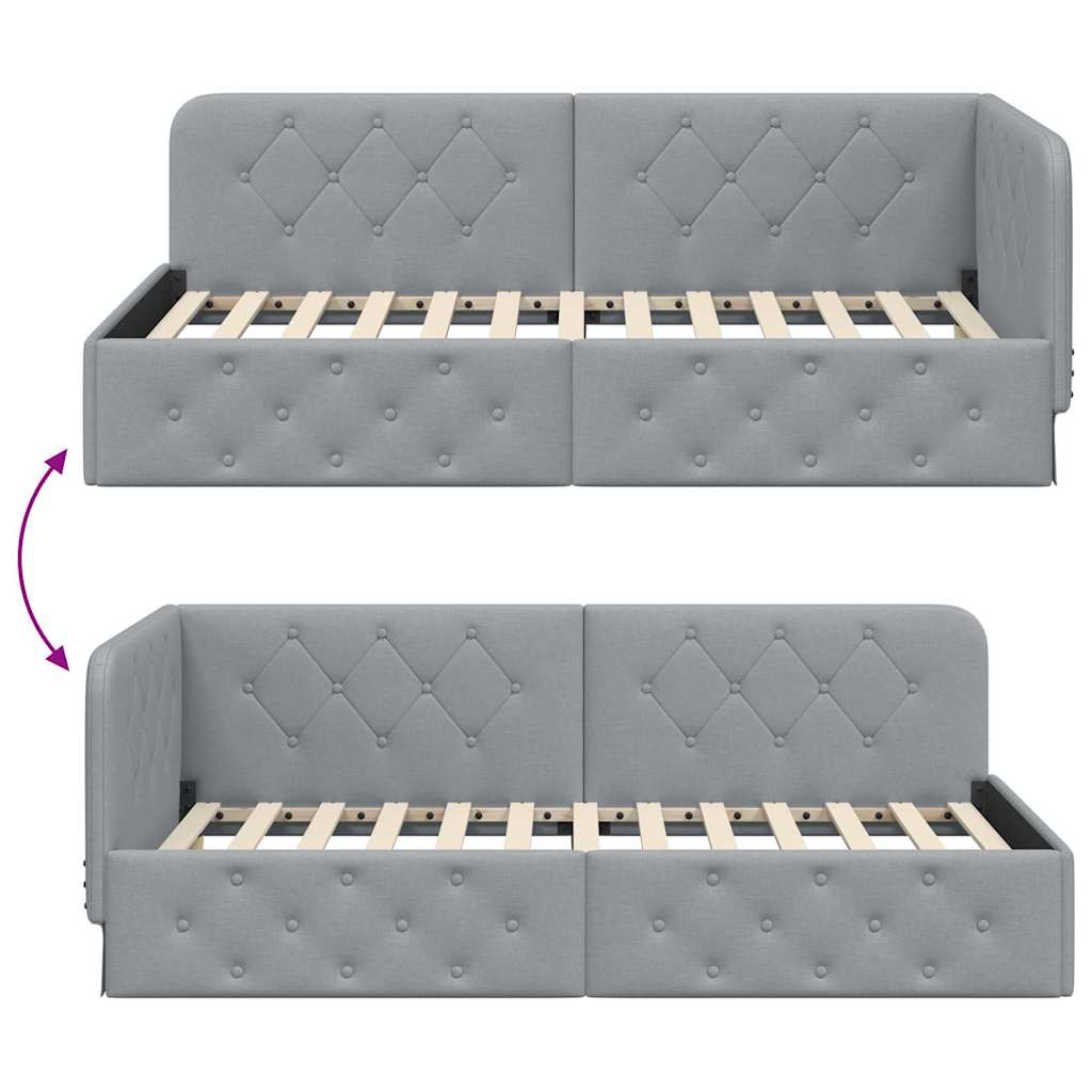 vidaXL Κρεβάτι Γωνίας με κεφαλάρι Ανοιχτό γκρι 90 x 200 cm ύφασμα