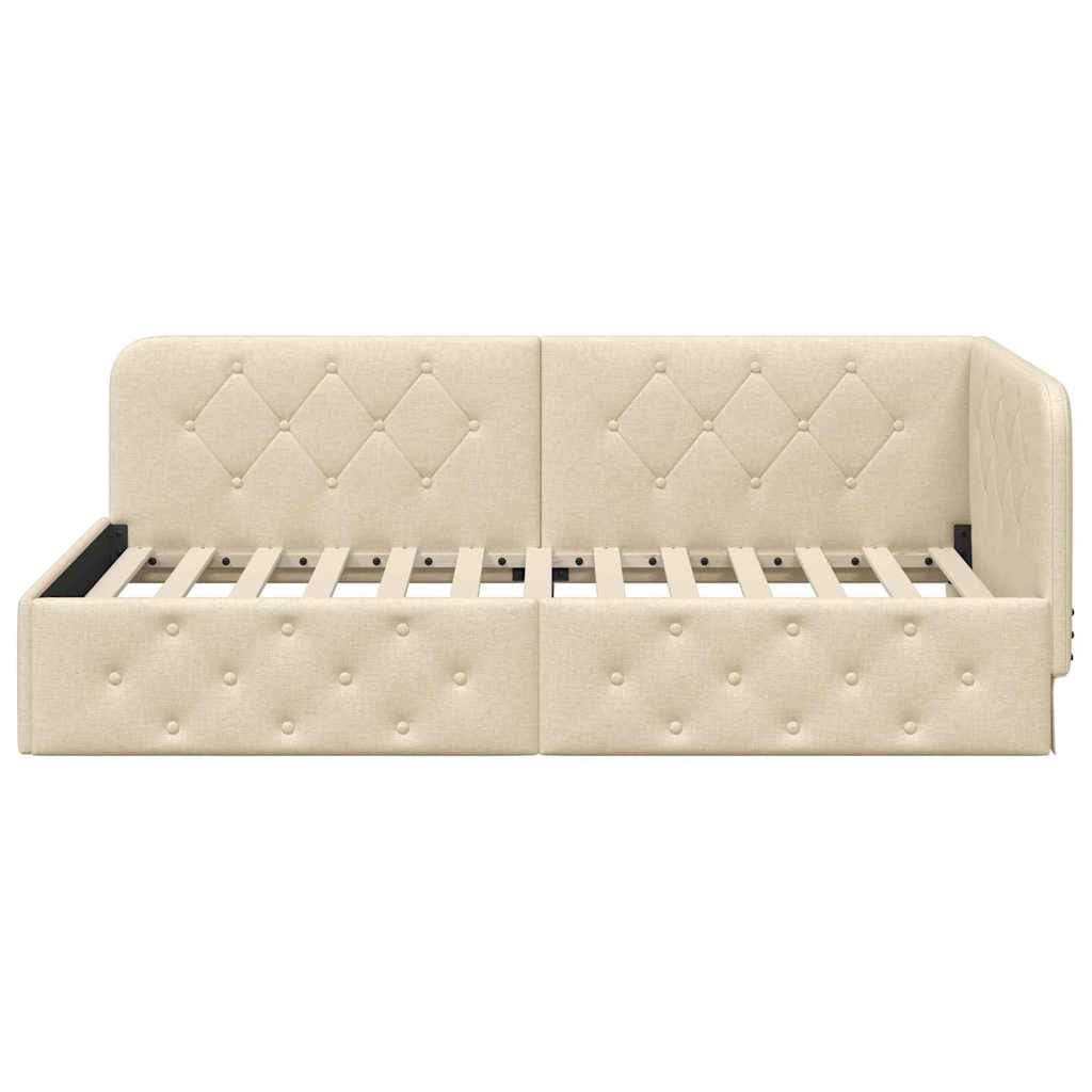 vidaXL Κρεβάτι Γωνίας Κρεμ 90 x 200 cm ύφασμα