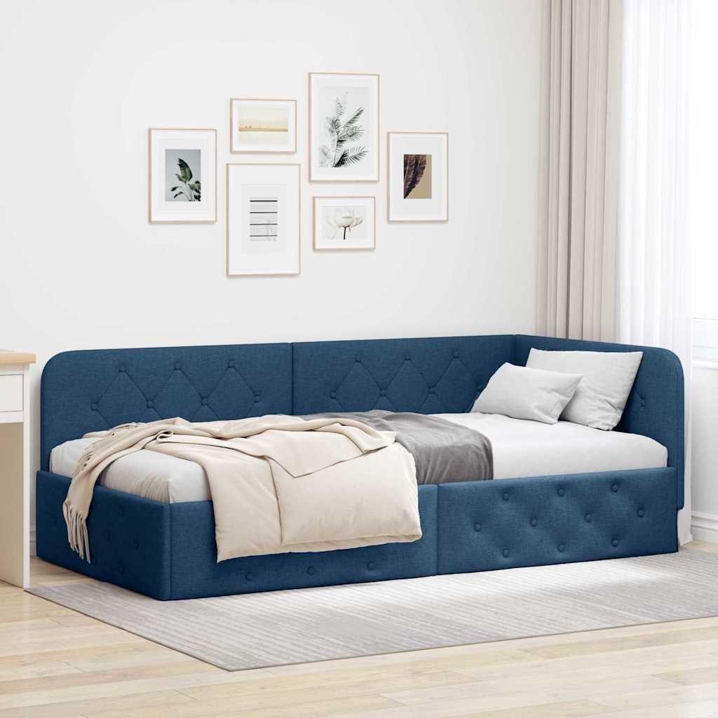 vidaXL Κρεβάτι Γωνίας Μπλε 90 x 200 cm ύφασμα