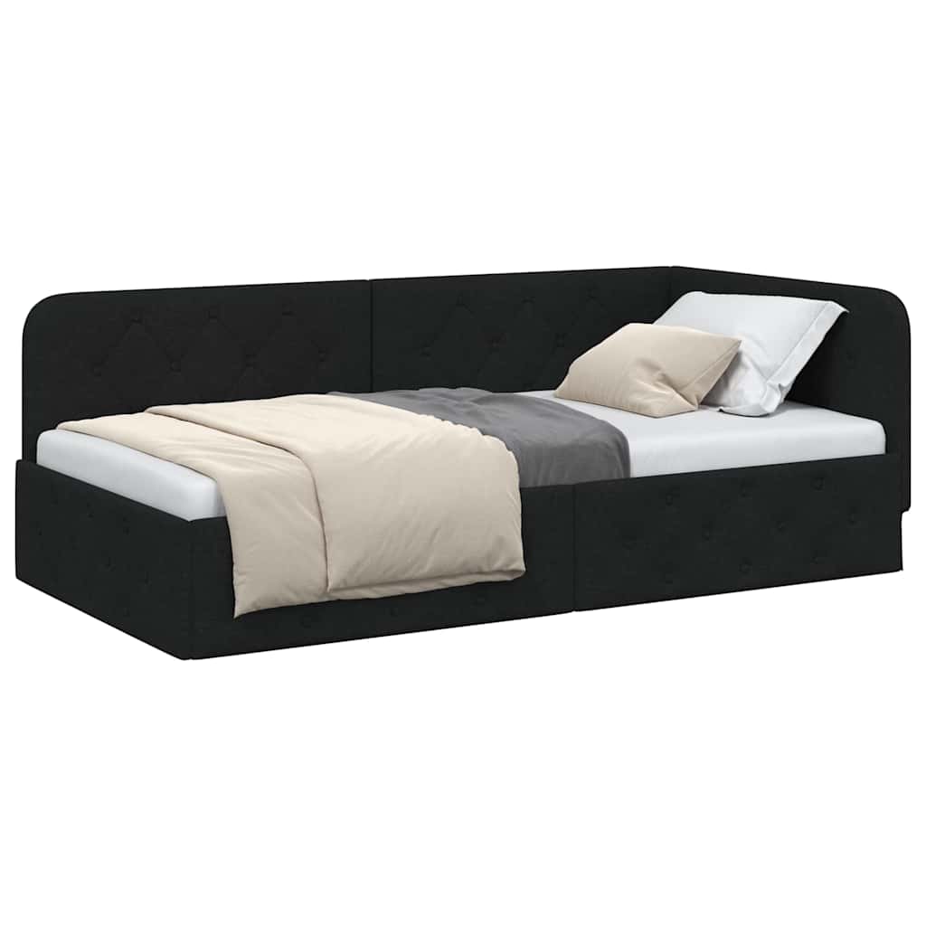 vidaXL Κρεβάτι Γωνίας με κεφαλάρι Μαύρο 100 x 200 cm ύφασμα