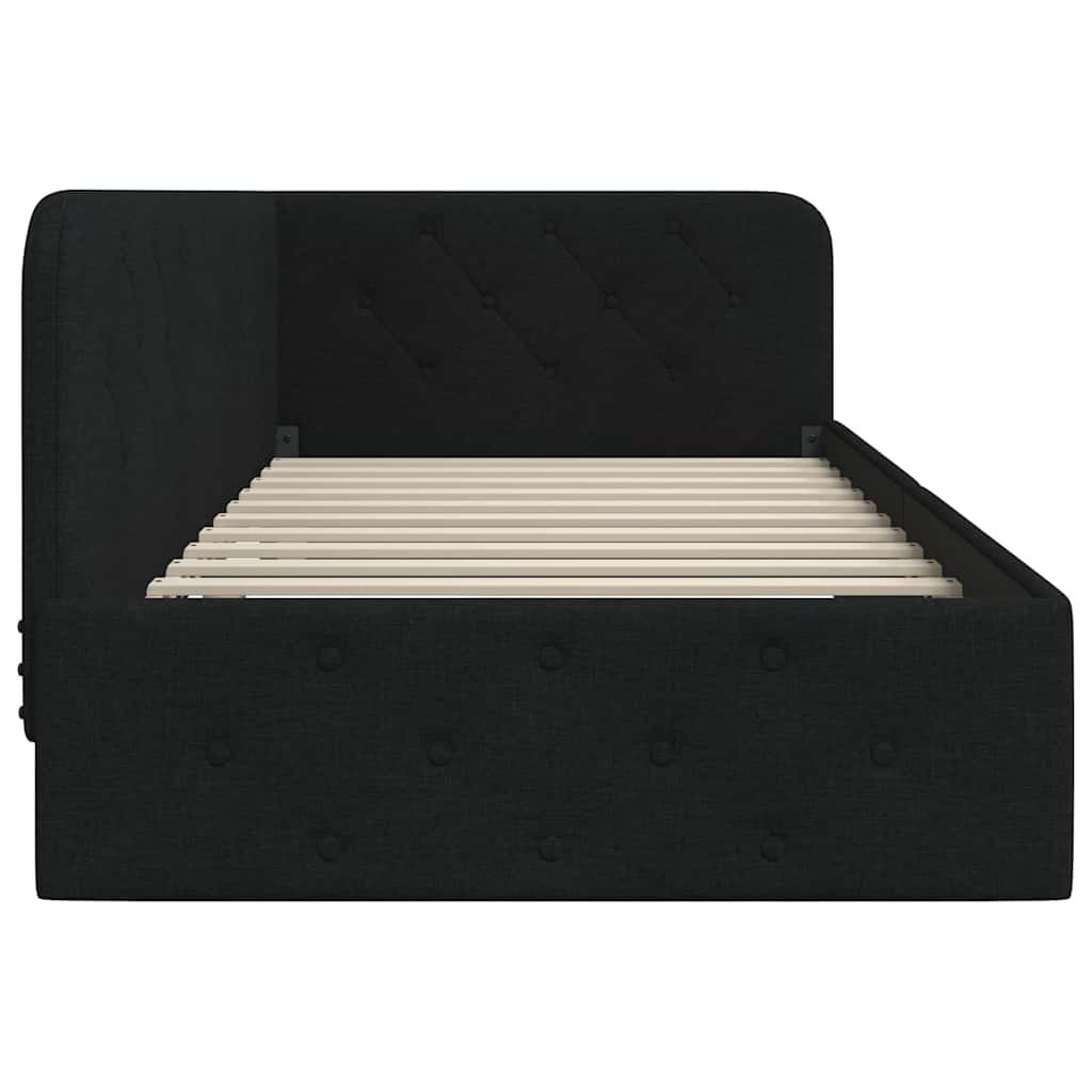 vidaXL Κρεβάτι Γωνίας με κεφαλάρι Μαύρο 100 x 200 cm ύφασμα