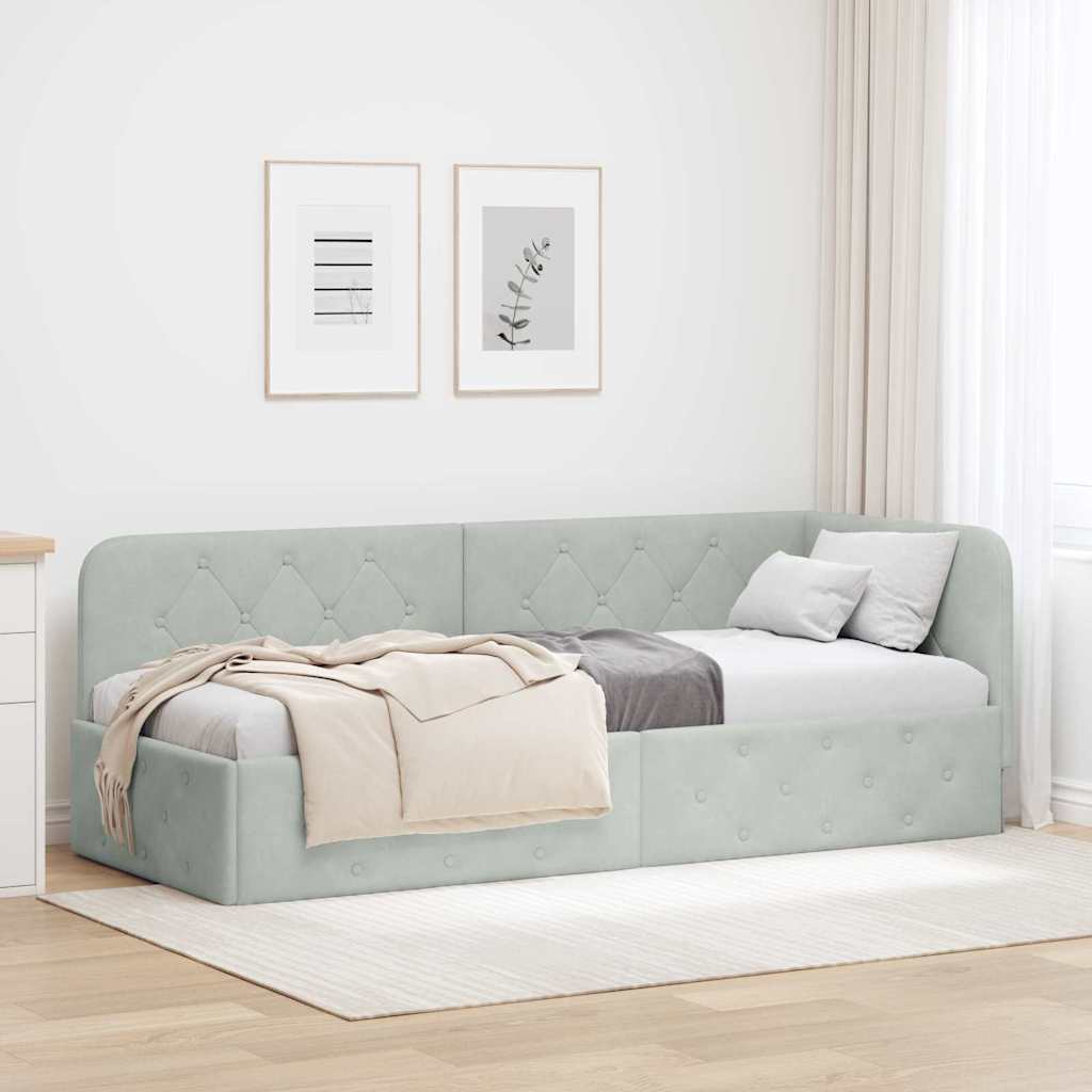 vidaXL Κρεβάτι Γωνίας Ανοιχτό γκρι 80 x 200 cm Βελούδο
