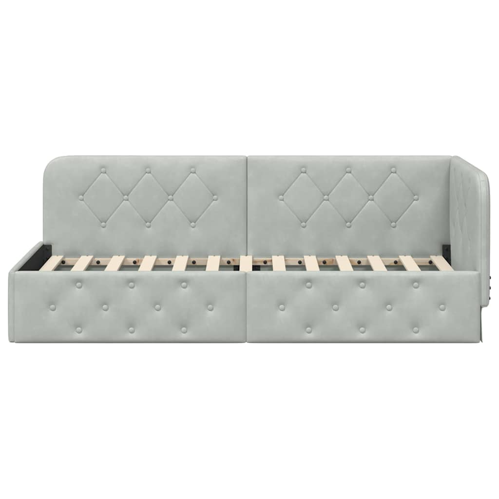 vidaXL Κρεβάτι Γωνίας Ανοιχτό γκρι 80 x 200 cm Βελούδο