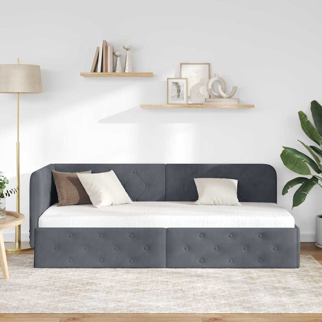 vidaXL Κρεβάτι Γωνίας Σκούρο Γκρι 80 x 200 cm Βελούδο
