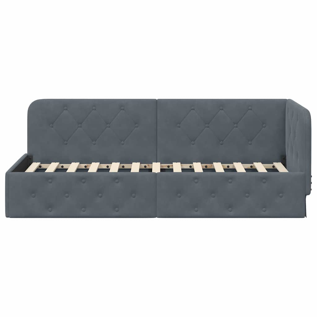 vidaXL Κρεβάτι Γωνίας Σκούρο Γκρι 80 x 200 cm Βελούδο