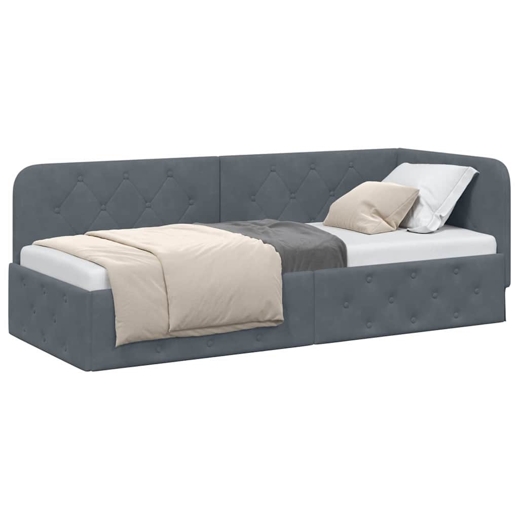 vidaXL Κρεβάτι Γωνίας Σκούρο Γκρι 80 x 200 cm Βελούδο