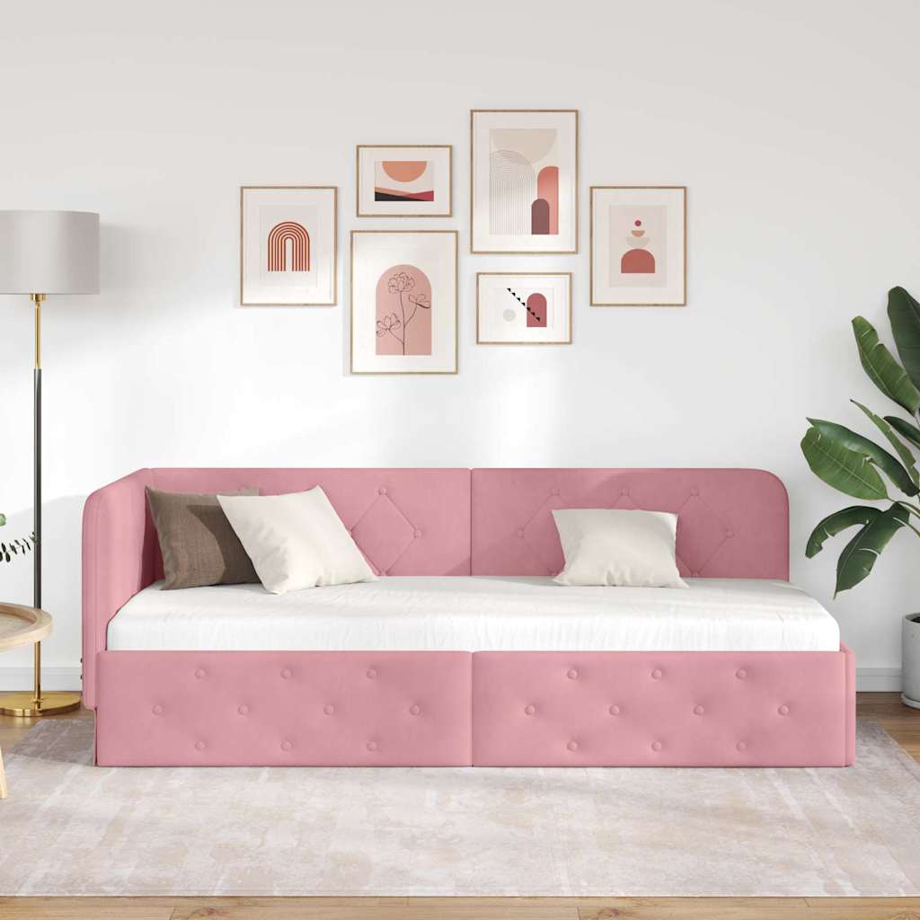 vidaXL Κρεβάτι Γωνίας Ροζ 80 x 200 cm Βελούδο
