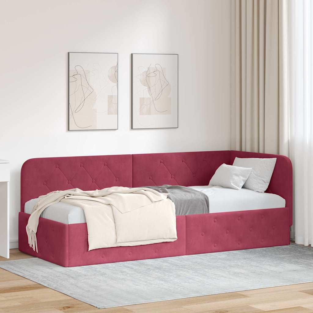 vidaXL Κρεβάτι Γωνίας Κόκκινο 80 x 200 cm Βελούδο