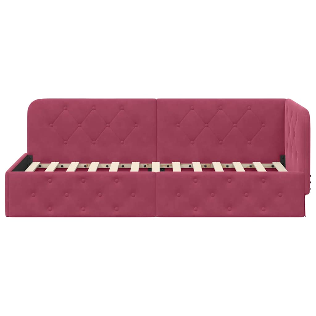 vidaXL Κρεβάτι Γωνίας Κόκκινο 80 x 200 cm Βελούδο