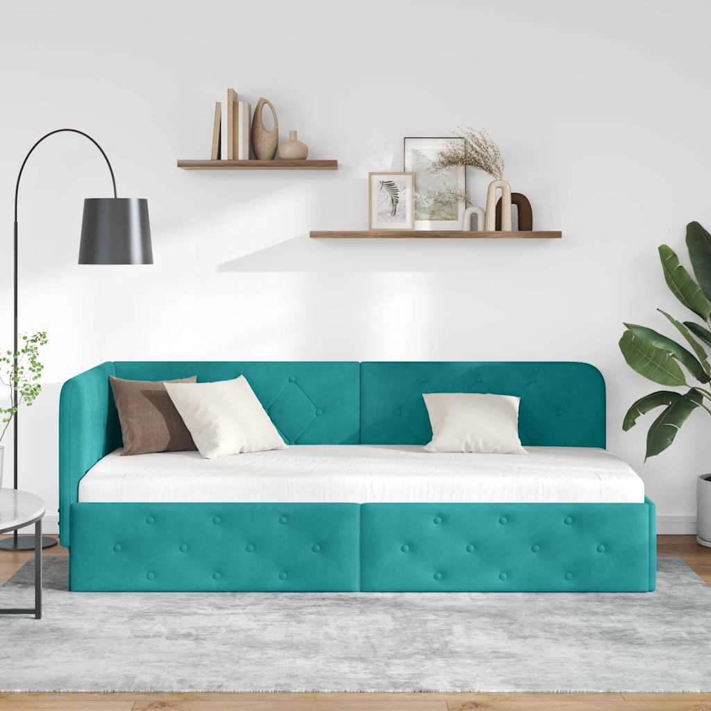 vidaXL Κρεβάτι Γωνίας Τιρκουάζ 80 x 200 cm Βελούδο