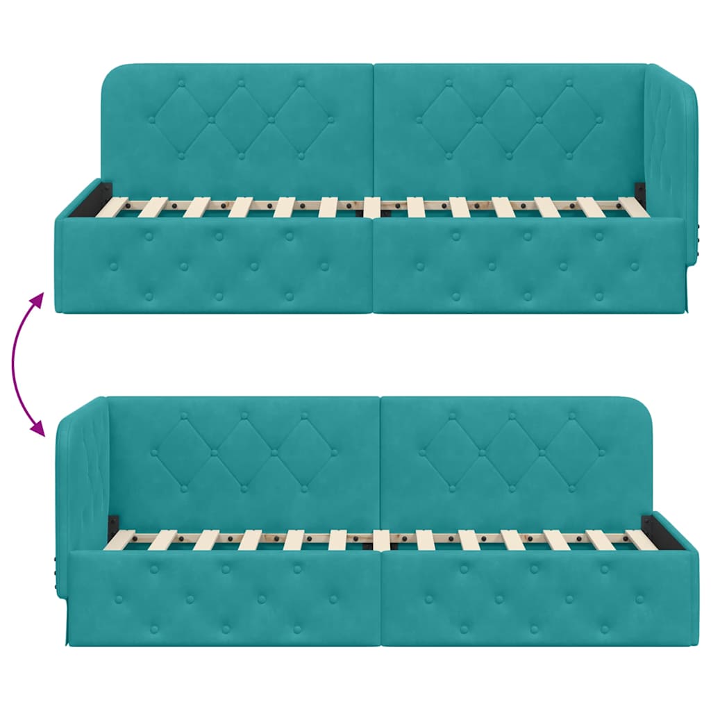 vidaXL Κρεβάτι Γωνίας Τιρκουάζ 80 x 200 cm Βελούδο