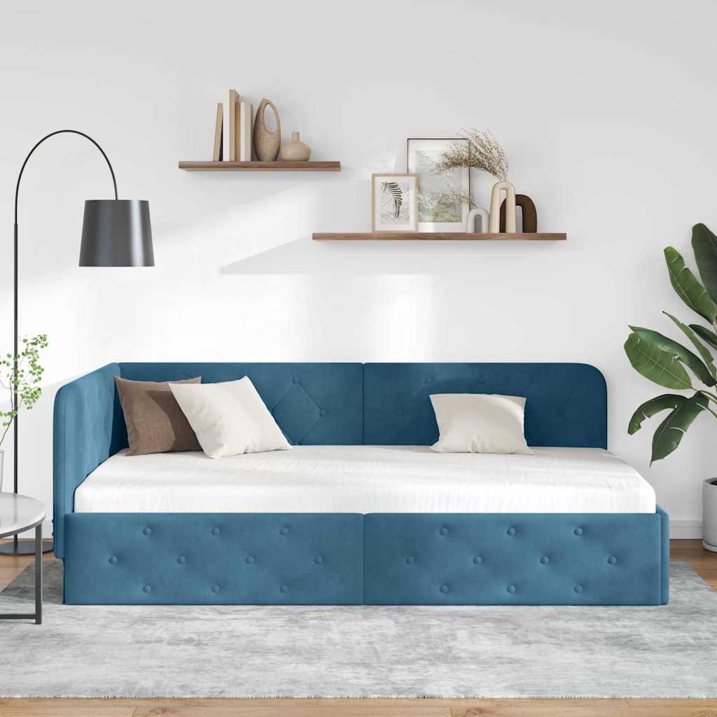 vidaXL Κρεβάτι Γωνίας Μπλε 90 x 190 cm Βελούδο