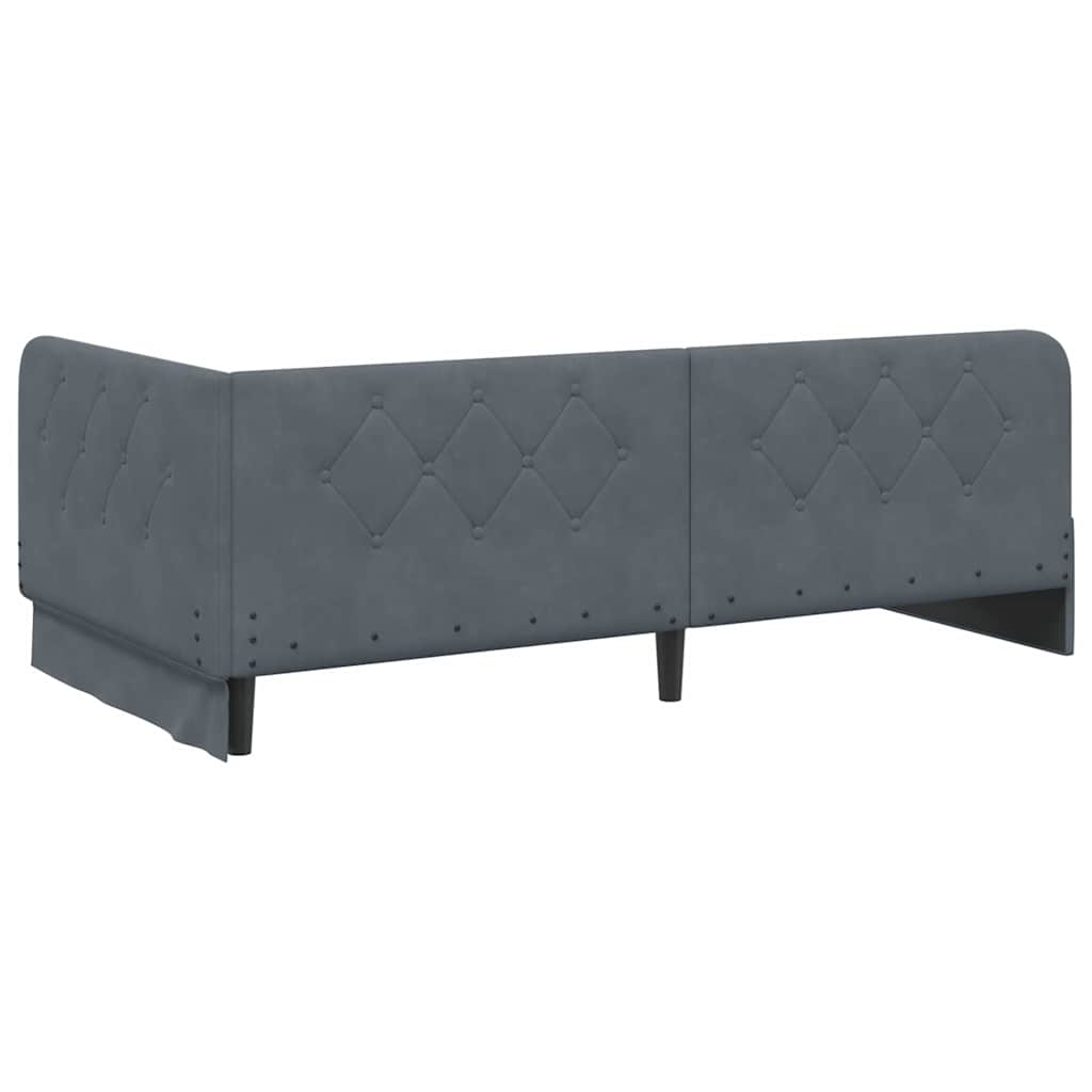 vidaXL Κρεβάτι Γωνίας Σκούρο Γκρι 90 x 190 cm Βελούδο