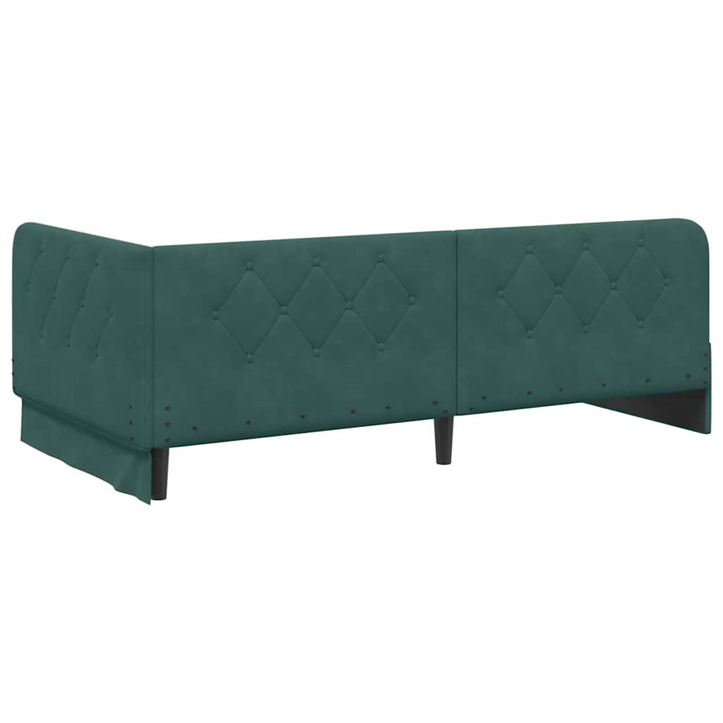 vidaXL Κρεβάτι Γωνίας Σκούρο Πράσινο 90 x 190 cm Βελούδο