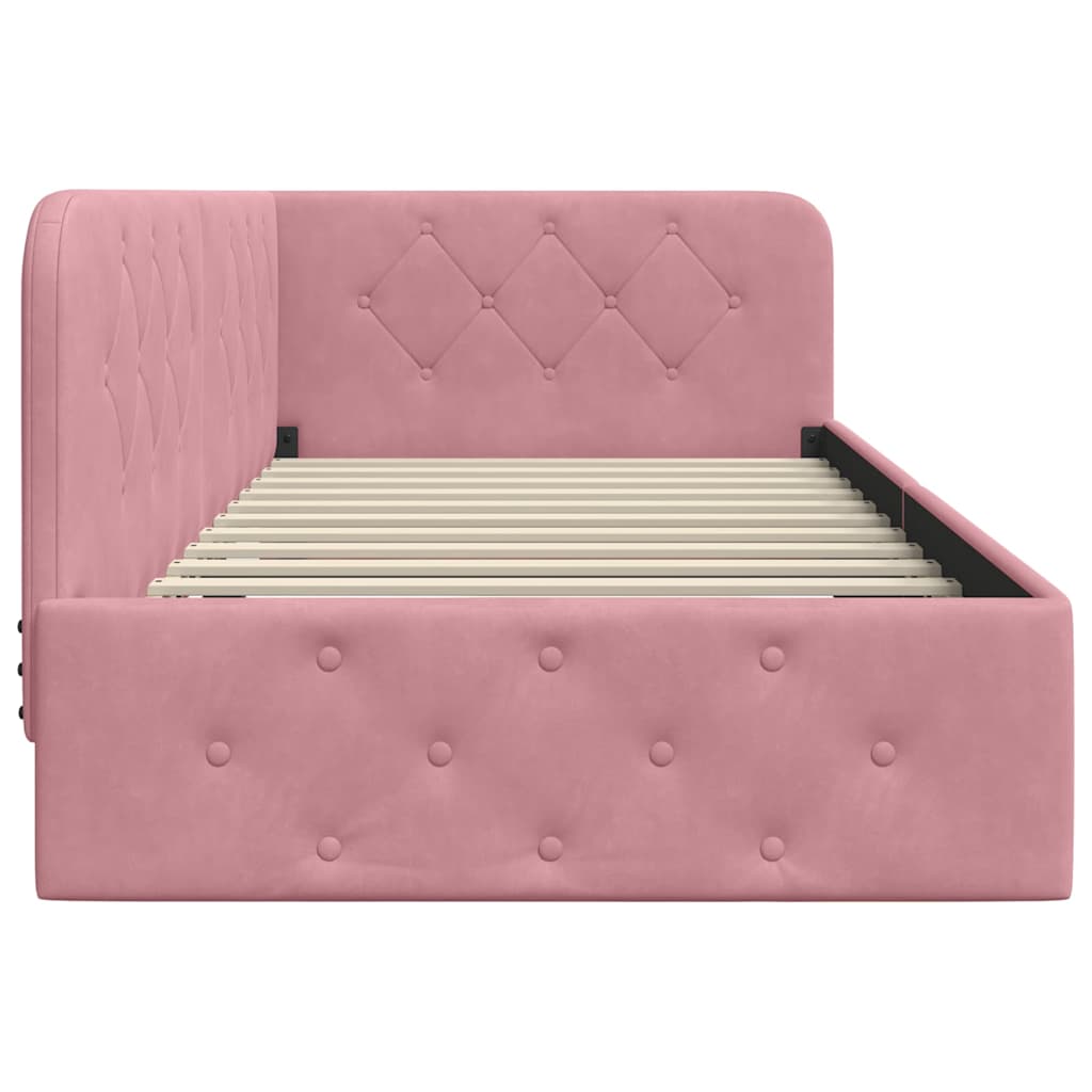 vidaXL Κρεβάτι Γωνίας με κεφαλάρι Ροζ 90 x 190 cm Βελούδο