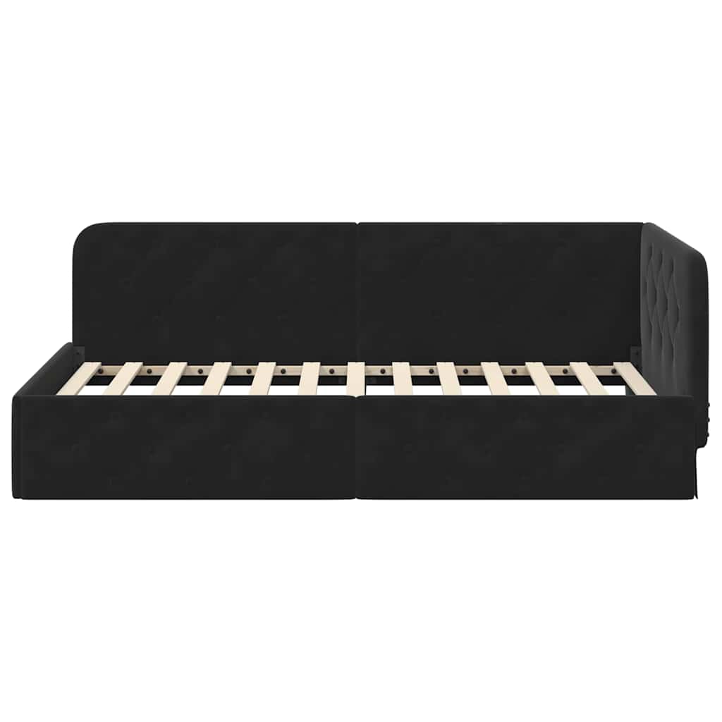 vidaXL Κρεβάτι Γωνίας με κεφαλάρι Μαύρο 90 x 190 cm Βελούδο