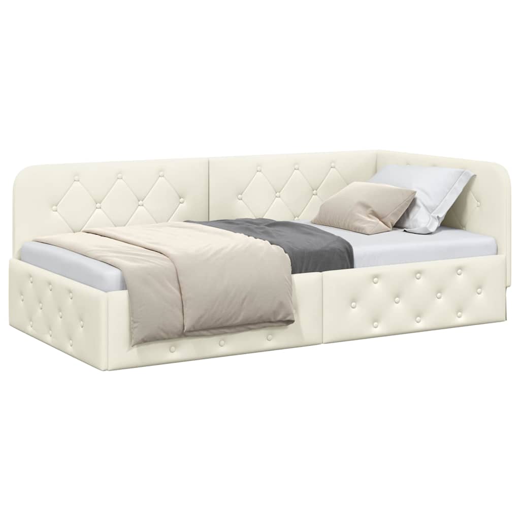 vidaXL Κρεβάτι Γωνίας Κρεμ 90 x 190 cm Βελούδο