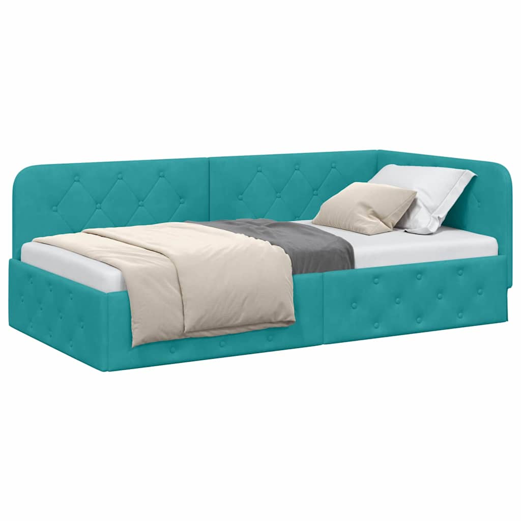 vidaXL Κρεβάτι Γωνίας Τιρκουάζ 90 x 190 cm Βελούδο
