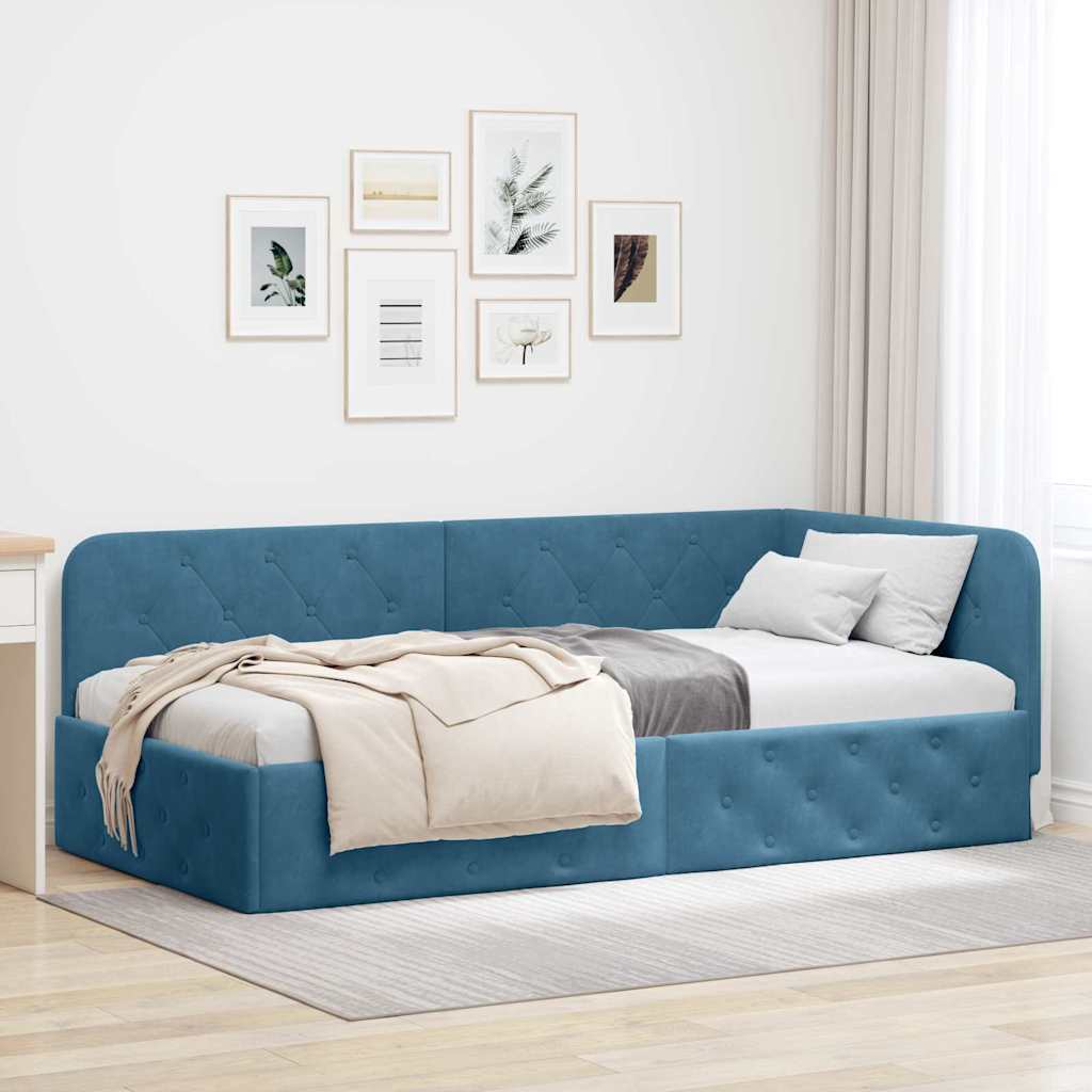 vidaXL Κρεβάτι Γωνίας Μπλε 90 x 200 cm Βελούδο