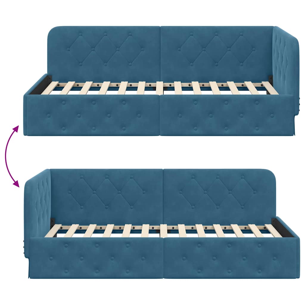 vidaXL Κρεβάτι Γωνίας Μπλε 90 x 200 cm Βελούδο