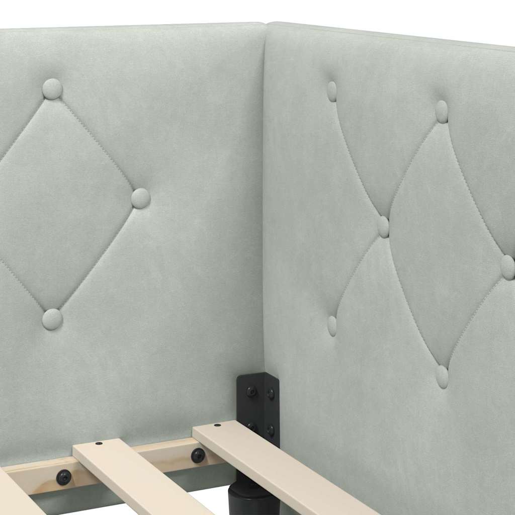 vidaXL Κρεβάτι Γωνίας Ανοιχτό γκρι 90 x 200 cm Βελούδο