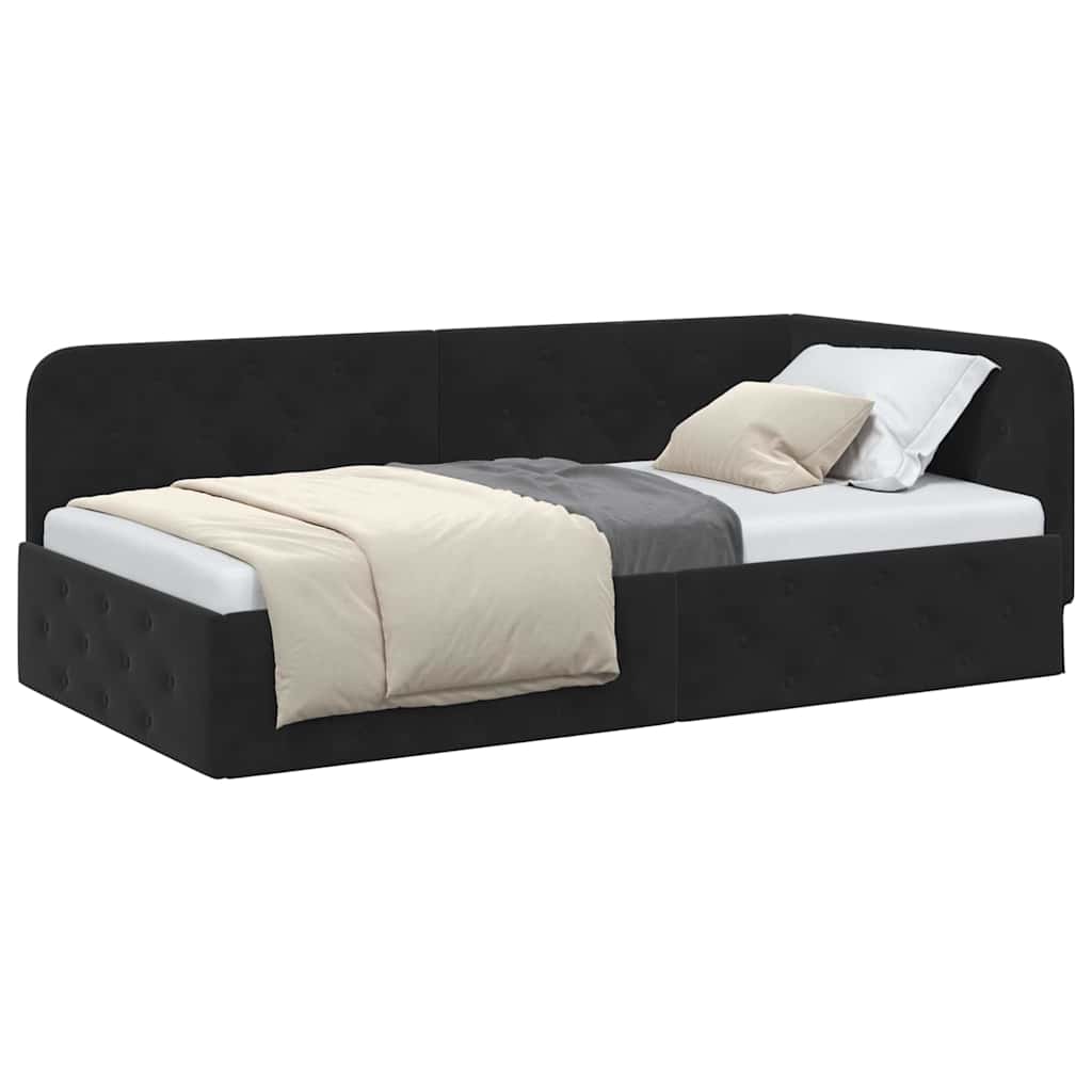 vidaXL Κρεβάτι Γωνίας Μαύρο 90 x 200 cm Βελούδο
