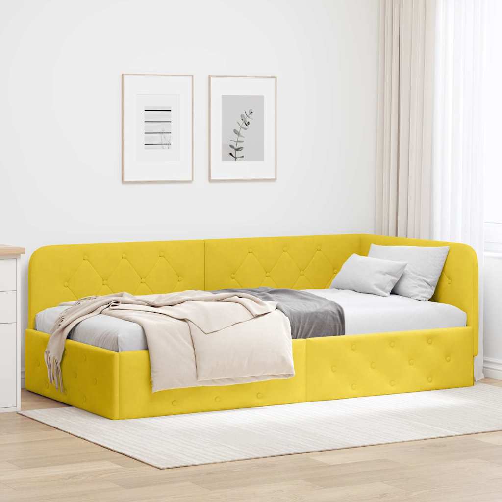 vidaXL Κρεβάτι Γωνίας Κίτρινο 90 x 200 cm Βελούδο