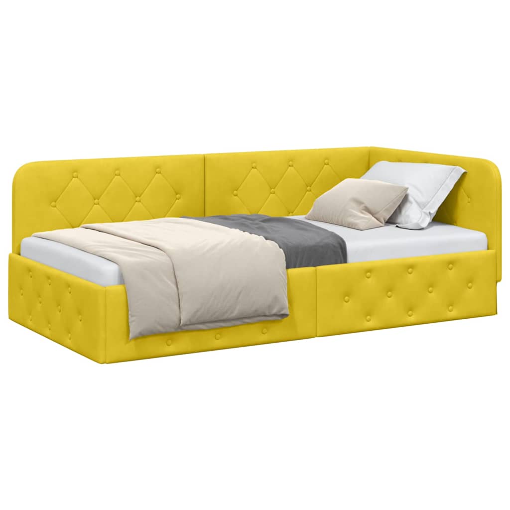 vidaXL Κρεβάτι Γωνίας Κίτρινο 90 x 200 cm Βελούδο