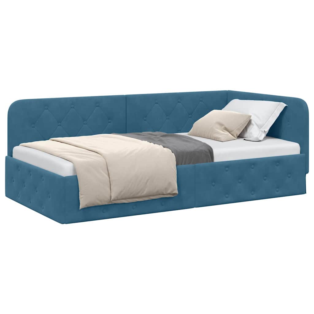 vidaXL Κρεβάτι Γωνίας Μπλε 100 x 200 cm Βελούδο