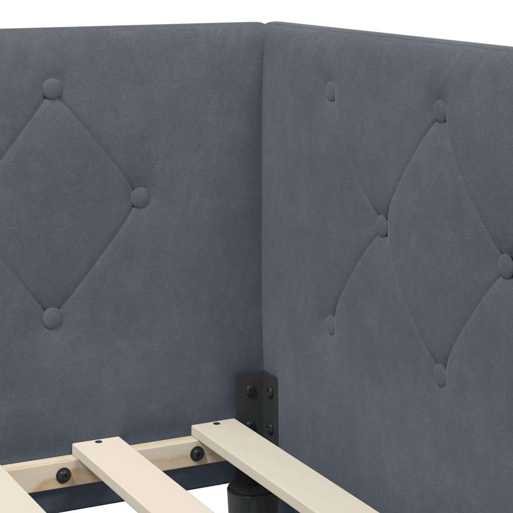 vidaXL Κρεβάτι Γωνίας Σκούρο Γκρι 100 x 200 cm Βελούδο