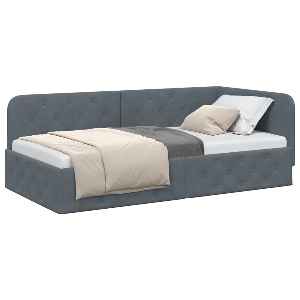 vidaXL Κρεβάτι Γωνίας Σκούρο Γκρι 100 x 200 cm Βελούδο