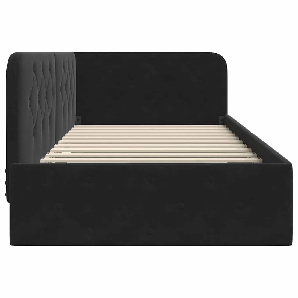 vidaXL Κρεβάτι Γωνίας Μαύρο 100 x 200 cm Βελούδο
