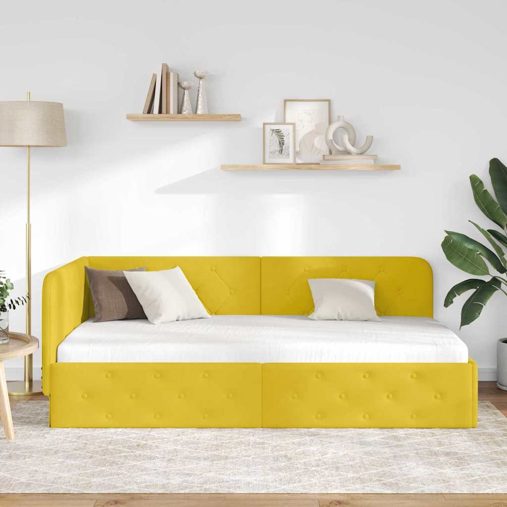 vidaXL Κρεβάτι Γωνίας Κίτρινο 100 x 200 cm Βελούδο