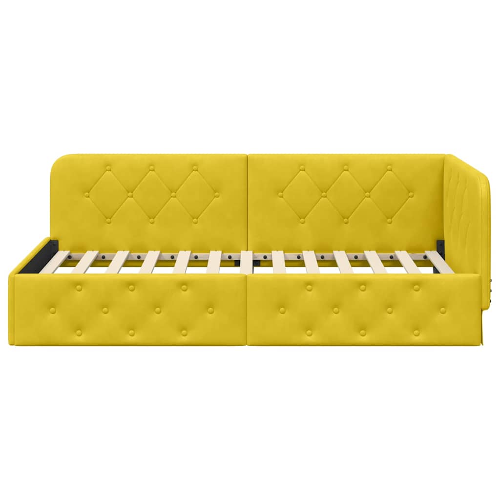 vidaXL Κρεβάτι Γωνίας Κίτρινο 100 x 200 cm Βελούδο