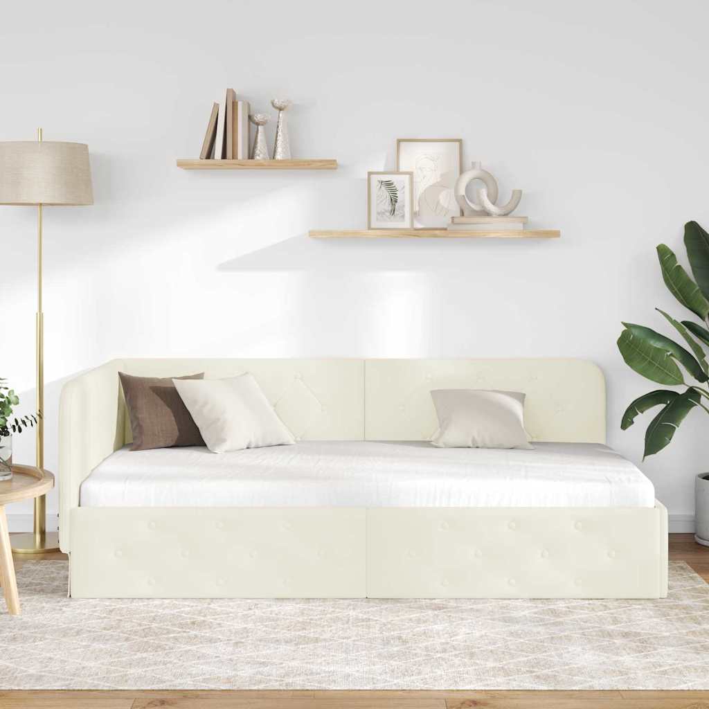 vidaXL Κρεβάτι Γωνίας Κρεμ 100 x 200 cm Βελούδο