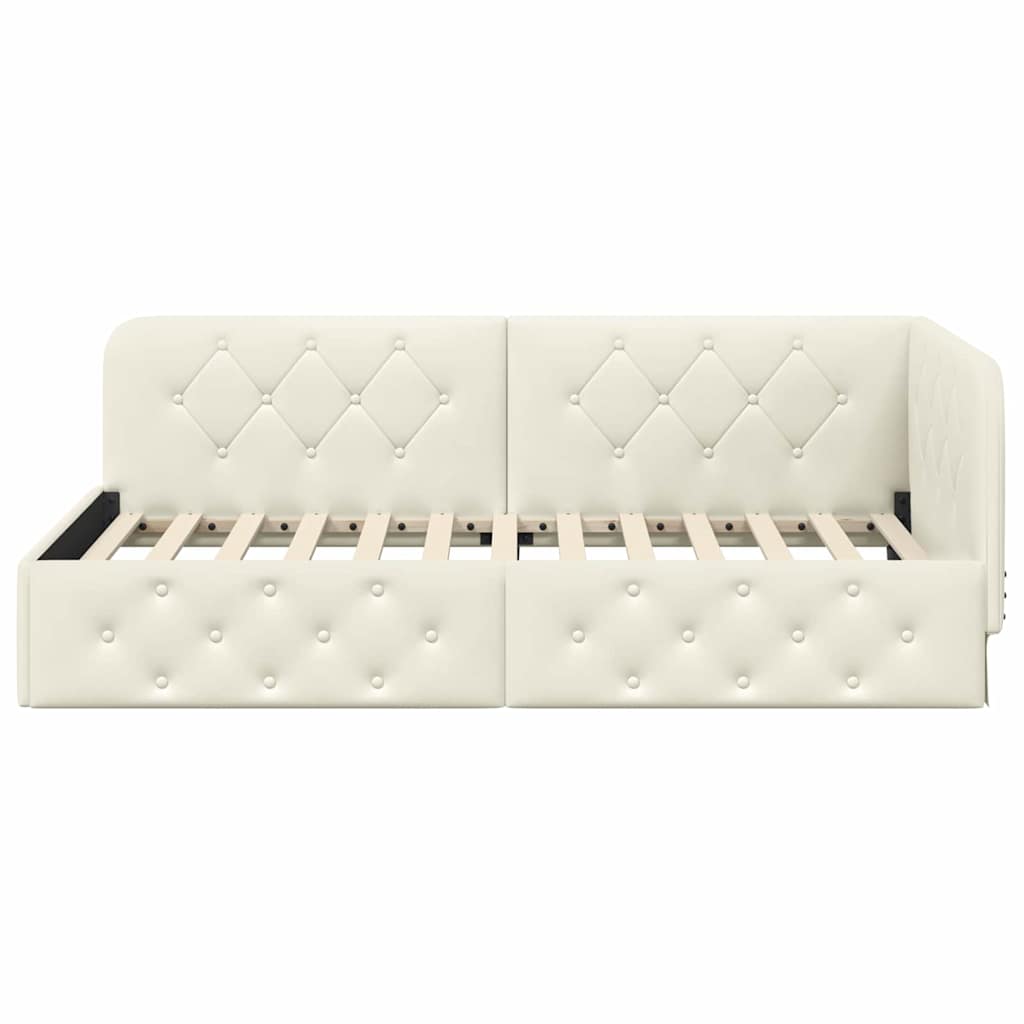 vidaXL Κρεβάτι Γωνίας Κρεμ 100 x 200 cm Βελούδο