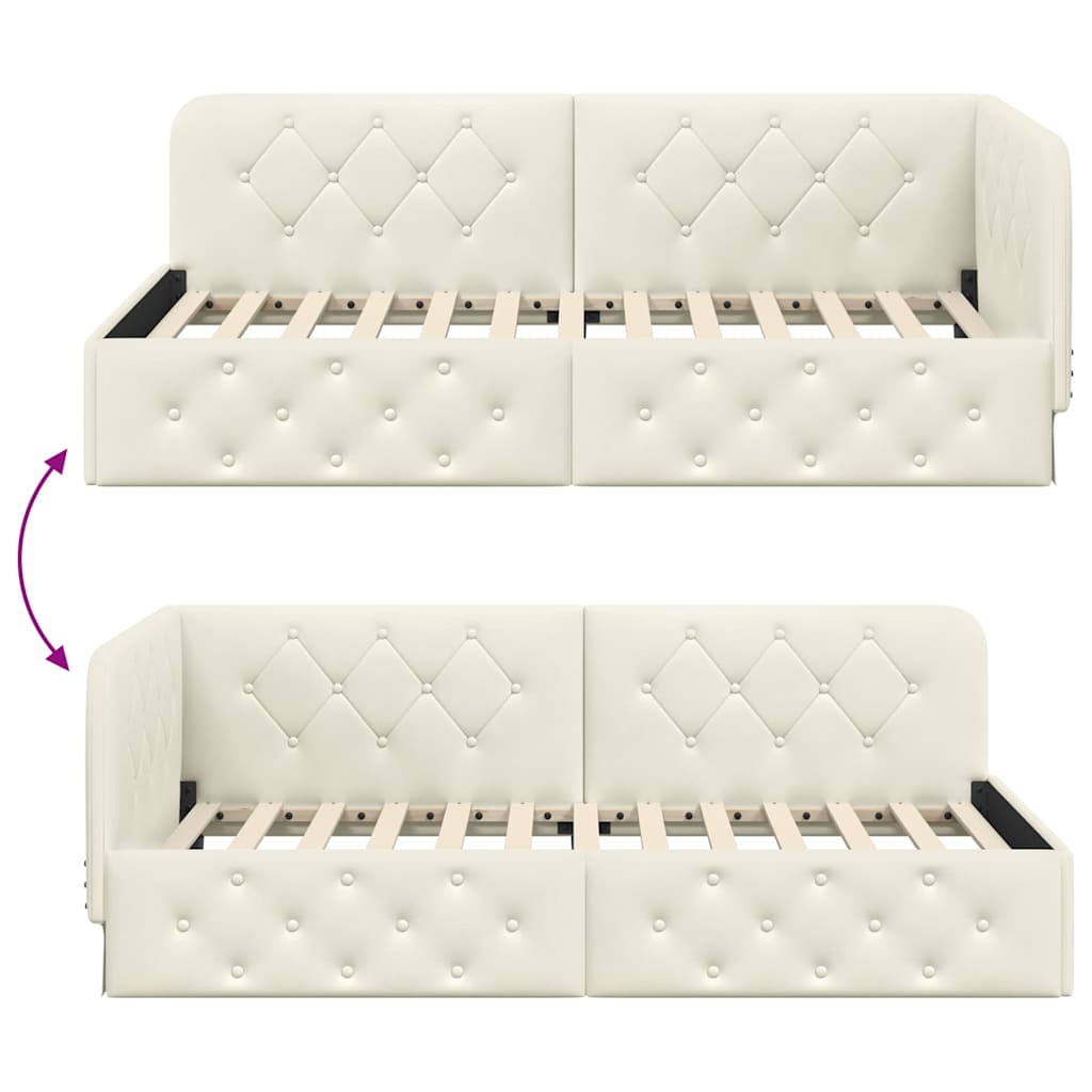 vidaXL Κρεβάτι Γωνίας Κρεμ 100 x 200 cm Βελούδο