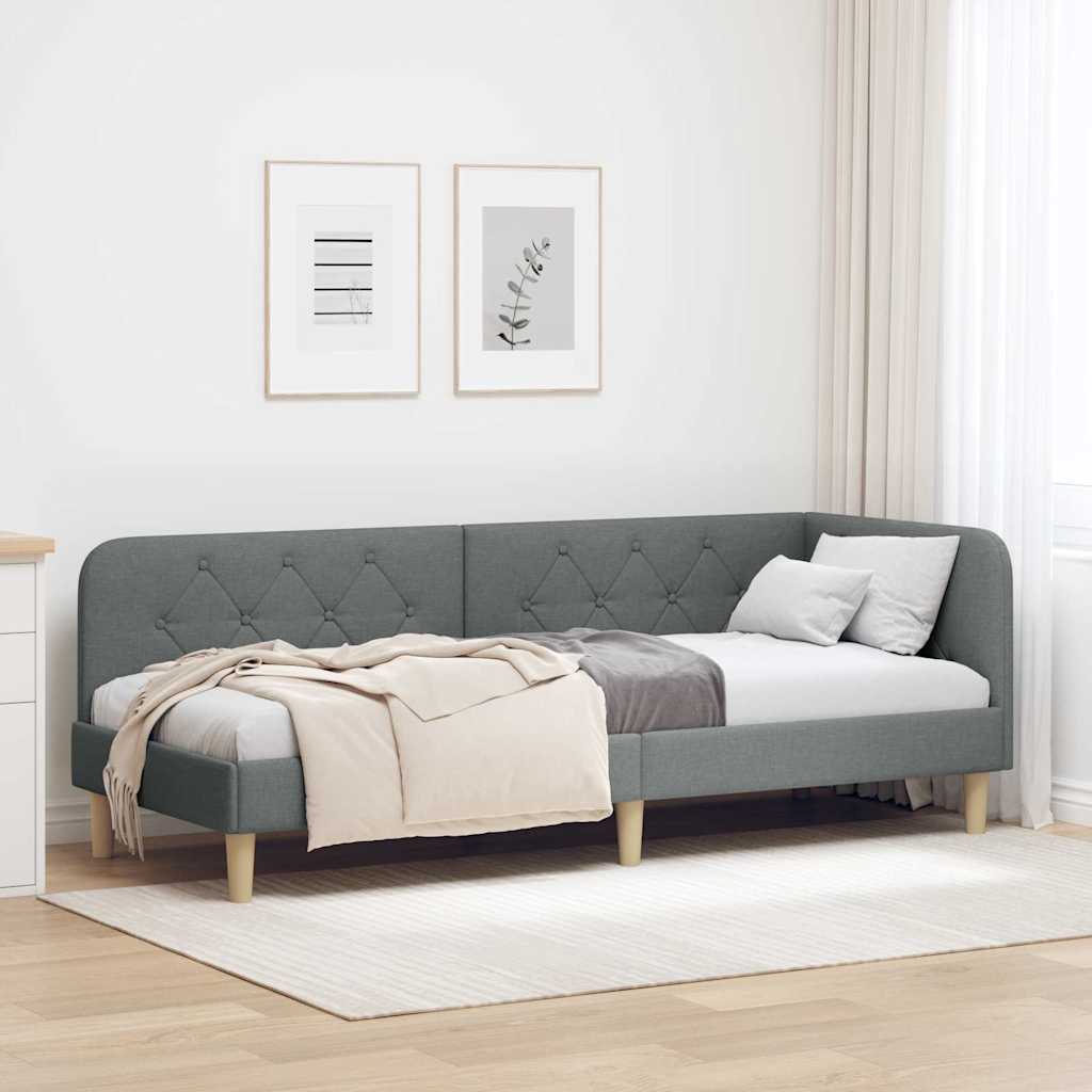 vidaXL Κρεβάτι Γωνίας Σκούρο Γκρι 80 x 200 cm ύφασμα