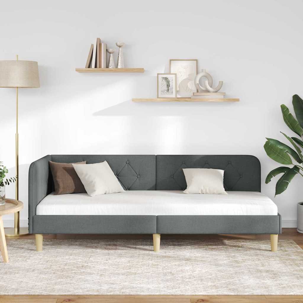 vidaXL Κρεβάτι Γωνίας Σκούρο Γκρι 80 x 200 cm ύφασμα