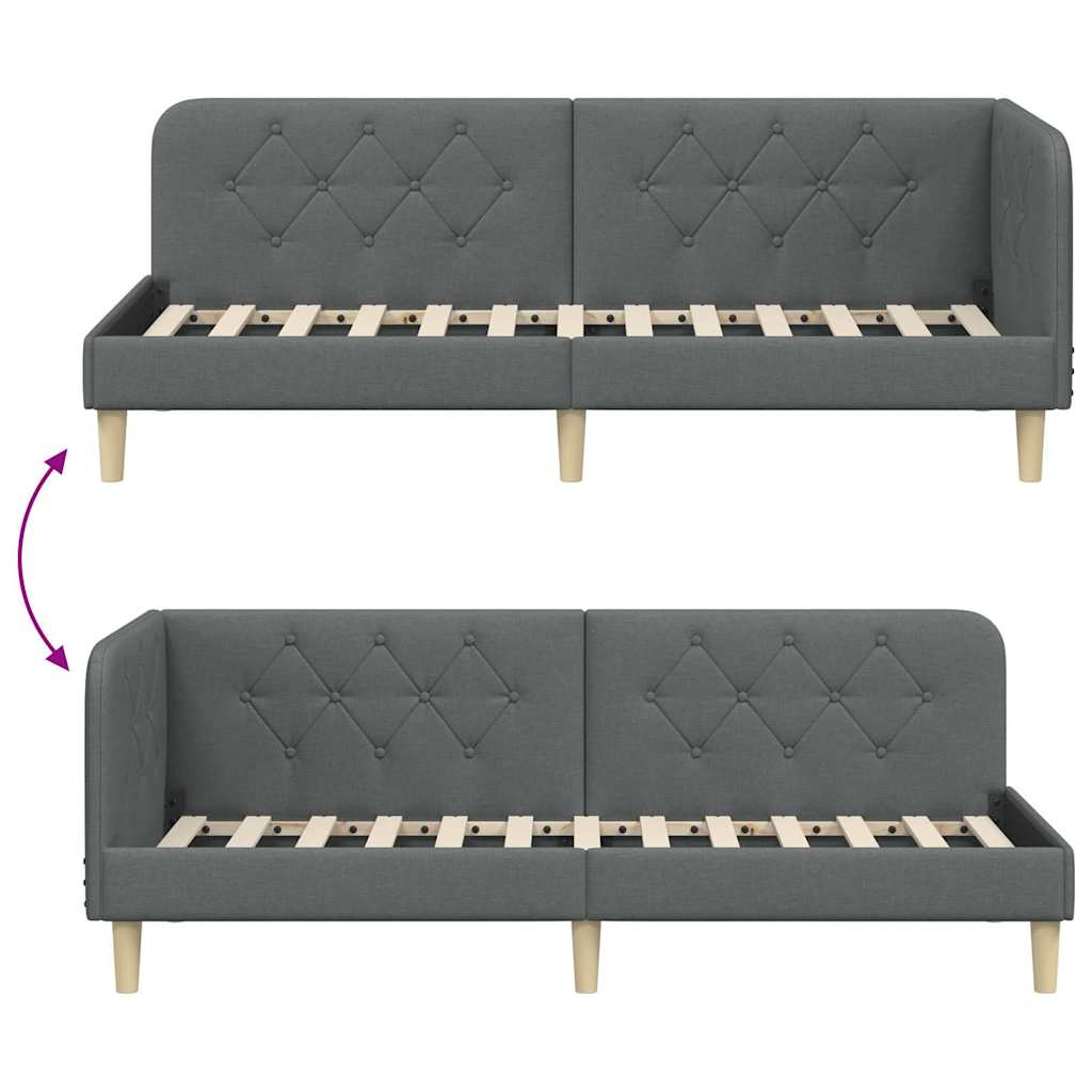 vidaXL Κρεβάτι Γωνίας Σκούρο Γκρι 80 x 200 cm ύφασμα