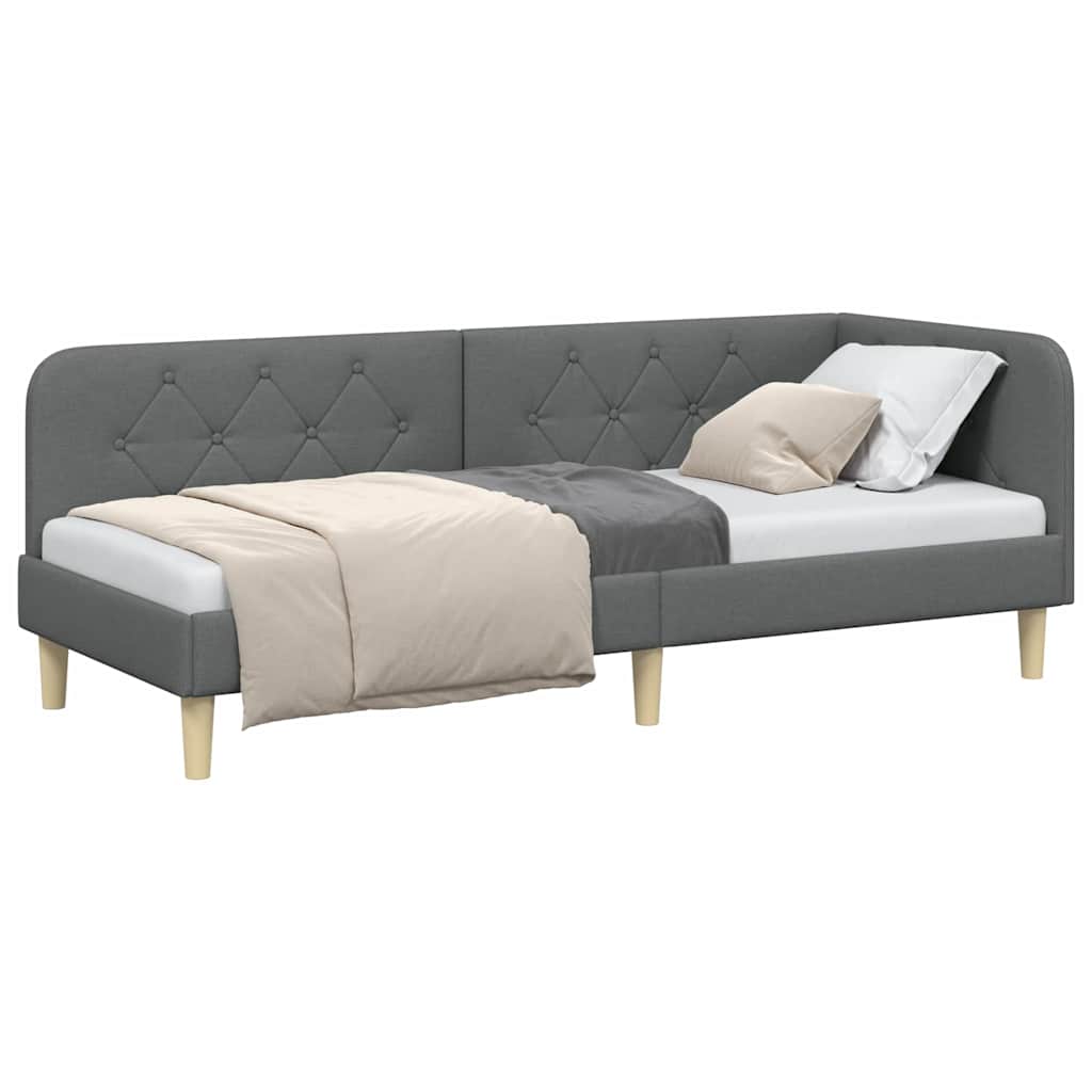 vidaXL Κρεβάτι Γωνίας Σκούρο Γκρι 80 x 200 cm ύφασμα