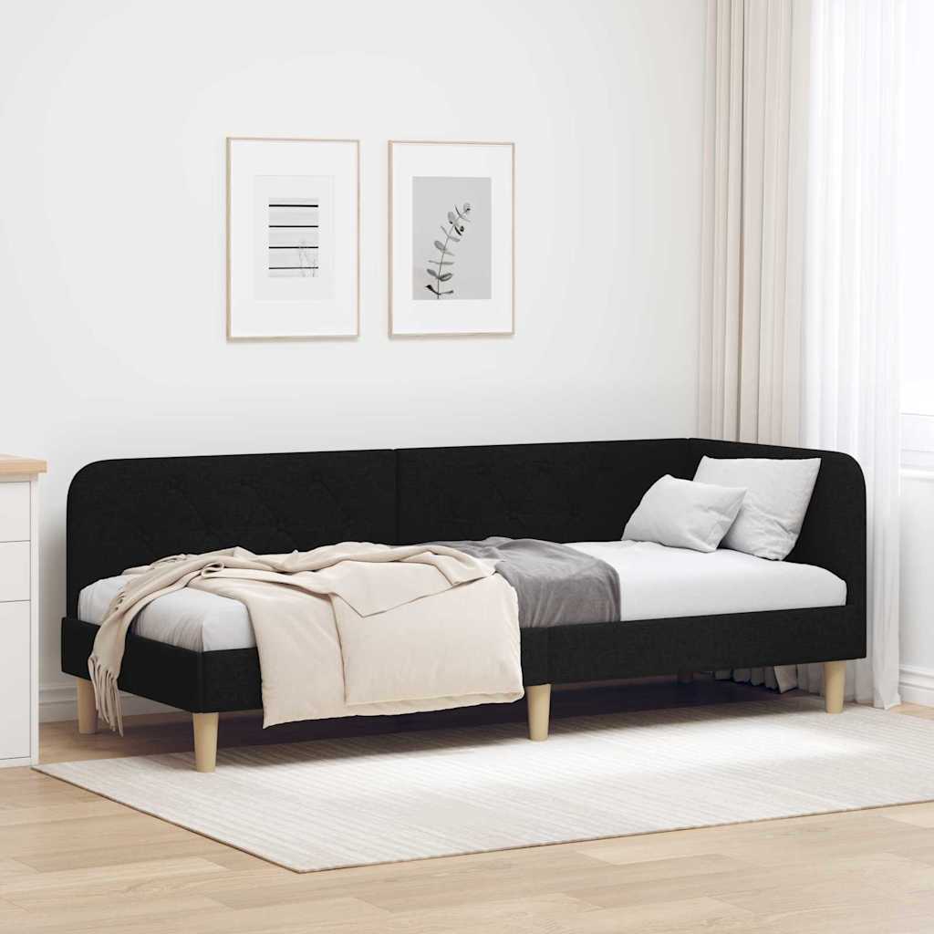 vidaXL Κρεβάτι Γωνίας Μαύρο 80 x 200 cm ύφασμα