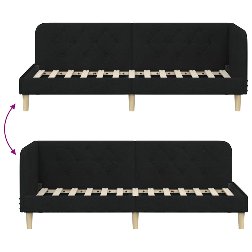 vidaXL Κρεβάτι Γωνίας Μαύρο 80 x 200 cm ύφασμα