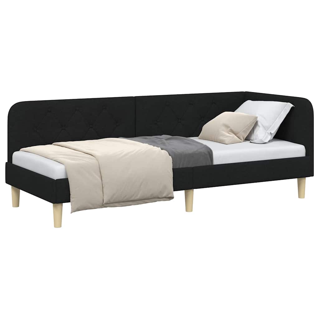 vidaXL Κρεβάτι Γωνίας Μαύρο 80 x 200 cm ύφασμα