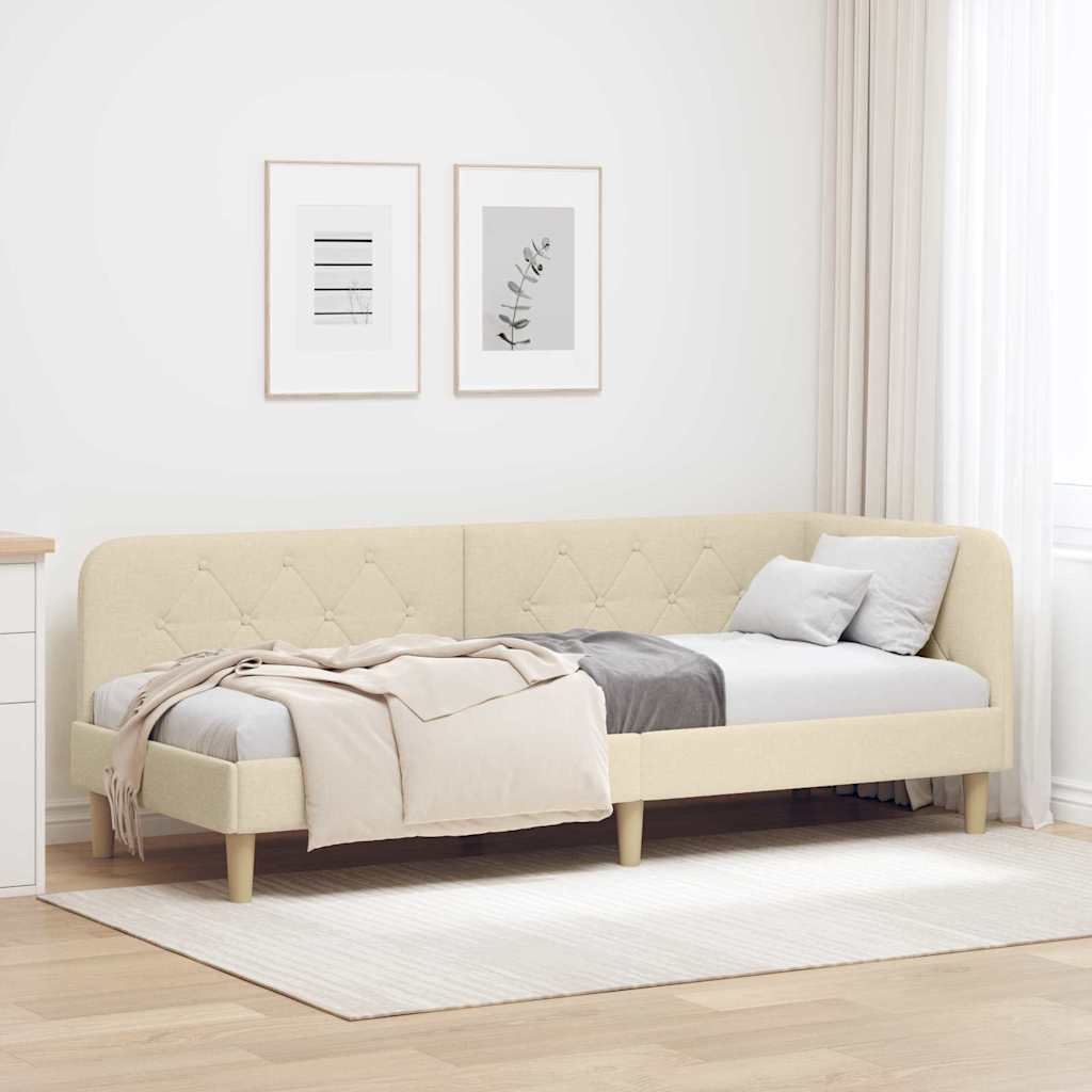 vidaXL Κρεβάτι Γωνίας Κρεμ 80 x 200 cm ύφασμα